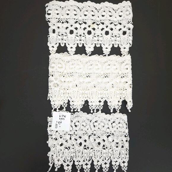 VTG Venice Lace Trims Remnants Applique Ecru Bridal Sewing Mixed Media 26pcs - Picture 6 of 11